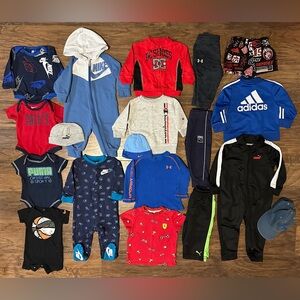 Huge Sporty Baby Bundle - Onesies Pants Shirts Hats - Nike Adidas Puma Jordan